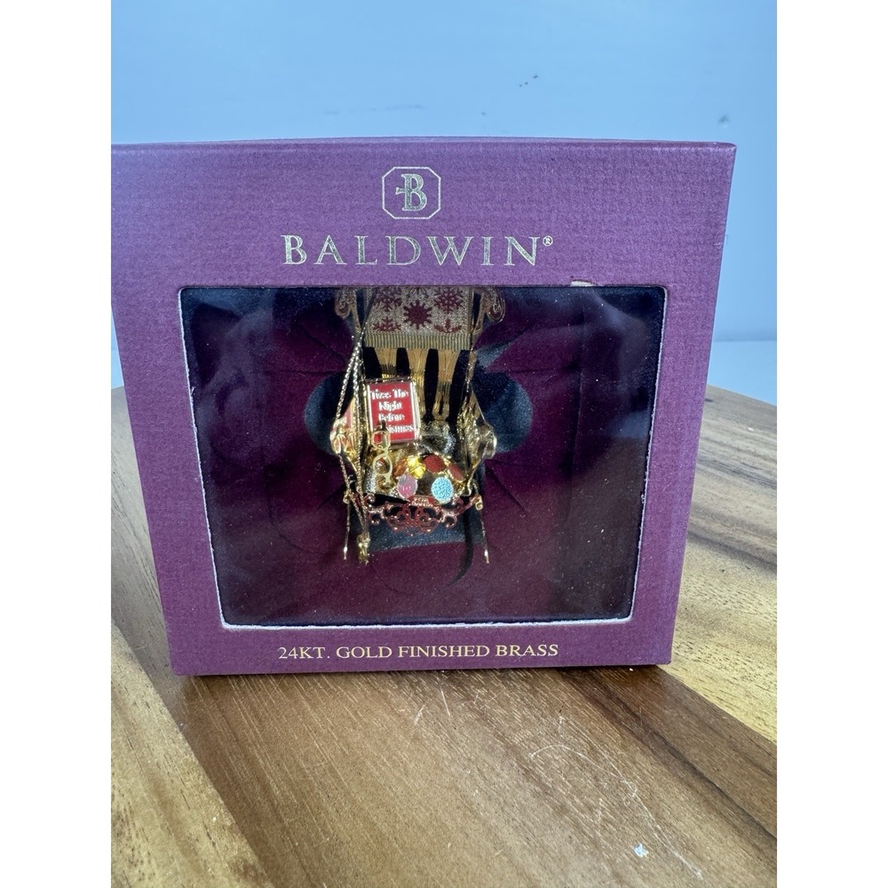 NIB Baldwin Brass 24K Gold Finished Brass Santa's Chair Christmas Ornament 2005